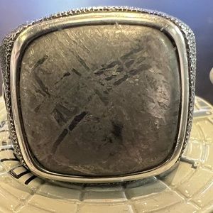 David Yurman Size 10 Cushion Signet Ring Meteorite Sterling Silver Pre-Owned